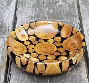 Tazón para Servir Ensalada de Frutas de Resina y Madera Maciza, Producto Hecho a Mano, Tazón de Madera con Resina Epoxi para Vajilla de Hogar - Product Image 2