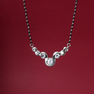 Collier Mangalsutra en Zircon Cubique Argenté Naturel pour Femme, Bijou Perlé de Luxe pour Fiançailles, Mariage et Usage Quotidien, Vente en Gros - Product Image 2