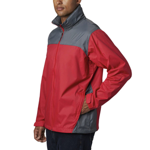 Men's <b>Red</b> Gray Color Block <b>Hooded</b> Zipper Windbreaker <b>Jacket</b> Waterproof Casual Outdoor Wear - Product Image 3