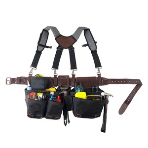 Genuine Leather <b>Tool</b> Belt <b>Carpenter</b> Apron with Multiple Pockets Adjustable Strap for Electrician Maintenance Use - Product Image 1