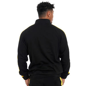 Survêtement Homme Personnalisé Noir et Jaune à Rayures, Col Roulé Zippé, Coupe Sportive, Manches Longues, avec Poches Latérales, Couleur Unie, Idéal pour l'Automne - Product Image 3