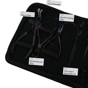 Kit de herramientas para extensiones de cabello Micro Link: Gancho de tracción, enhebrador de bucles, alicates para extensiones de cinta, peine de cola, clips de seccionamiento para dedos, agujas - Product Image 3