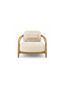 Fauteuil en bois moderne avec dossier confortable en lin, idéal pour le salon, la maison ou la terrasse. - Product Image 1