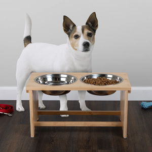 Eco-Friendly Bamboo Elevated Pet Feeder Stand S M L <b>Raised</b> <b>Dog</b> Cat <b>Bowls</b> 304 Stainless Steel Ceramic Custom - Product Image 5