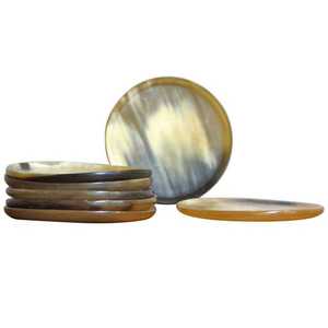 Vintage Finished Buffalo Horn Coaster Set For <b>Bars</b> Home Luxury Round Beverage Coasters Eco Friendly Tableware Wholesale Supplier - Product Image 2