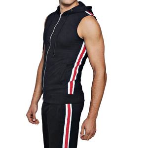 Conjuntos gemelos sin mangas para hombre con capucha, chándal de algodón y poliéster a rayas para verano, comodidad óptima y estilo de moda - Product Image 2