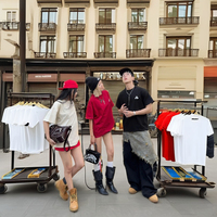 T-shirt unisexe en tissu gaufré Boxy Signature 100 % coton, coupe ample, impression sérigraphique, col rond, manches courtes, pour homme
