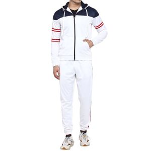 Ensemble de survêtement deux pièces blanc premium pour homme, vêtements de sport personnalisés, ensemble de jogging, tenue de course, vêtements de gym, fabricant OEM ODM - Product Image 1