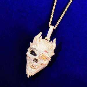 Elegante Colgante de Calavera de Plata de Ley 925 con Moissanita VVS Personalizada, Esqueleto de Diablo con Incrustaciones, Joyería de Lujo Unisex Estilo Hip Hop - Product Image 2