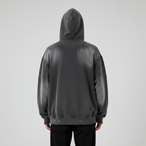 Sweat-shirts pour hommes de haute qualité 100% coton, couleur unie, logo brodé personnalisé, respirant, surdimensionné, fermeture éclair, 500 g/m², effet bouffant - Product Image 5