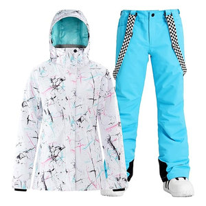 Ensemble veste et pantalon de ski pour femme, combinaison de snowboard à capuche, imperméable et coupe-vent, manteau d'hiver pour le ski - Product Image 1
