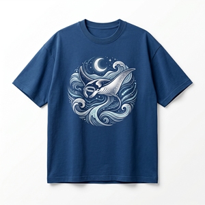เสื้อยืดแฟนตาซี เวล ไอส์แลนด์ |   เสื้อยืดผ้าฝ้ายหนา 240 GSM สีฟ้าโอเชียนสตีล พร้อมลายกราฟิกเมฆลอย - Product Image 4
