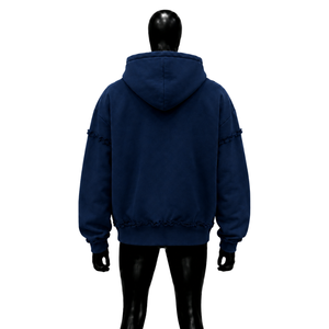 PREMIUM ART IS NOT A CRIME BLUE OVERSIZED HOODIE Crop Fit Streetwear Style Navy Blue Cotton French Terry Print Front VINTAGE INS - Product Image 2