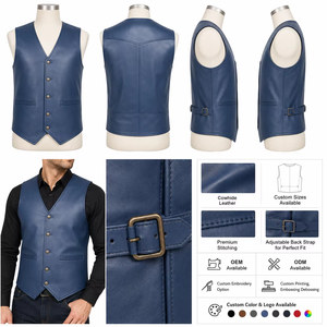 Best Selling Adult <b>Men</b> Genuine <b>Leather</b> <b>Vest</b> Casual Winter High Quality Fashion Breathable New Style Casual Outerwear Regular Fit - Product Image 6