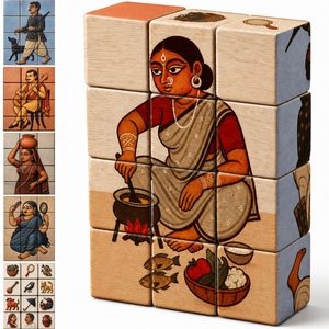 Blocs de puzzle en bois Guixanus, art populaire indien, peints à la main, écologiques - Product Image 6