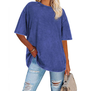 Camiseta de Mujer de Alta Calidad con Lavado Ácido, Corte Holgado, Transpirable, de Algodón, para Uso Diario, Elegante - Product Image 1