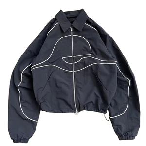 Ensemble de survêtement réfléchissant unisexe, veste zippée streetwear et pantalon large, tenue deux pièces techwear tendance pour le sport décontracté - Product Image 5
