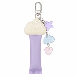 Porte-clés personnalisé avec crème pour les mains, capuchon en caoutchouc souple et breloques en acrylique pour cadeaux promotionnels d'entreprise - Product Image 3