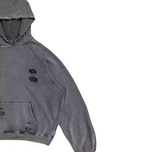 Sudadera con capucha extragrande para hombre, transpirable, de mezcla de algodón, a bajo precio, de calidad térmica, con efecto desgastado. - Product Image 6