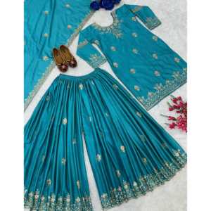 Conjuntos Elegantes y Modestos para Fiesta, Top, Sharara, Dupatta de Lujo - Product Image 2