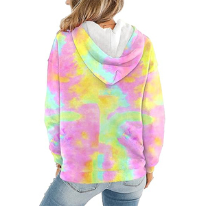 Sweat-shirt à capuche ample en molleton personnalisé avec logo, vert, bleu, jaune, pour femme, idéal pour l'hiver - Product Image 2