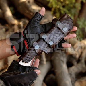 Cuchillo de caza OEM personalizado de acero de Damasco Wirecut, cuchillo Skinner con gancho para deshuesar, hoja fija, para camping, actividades al aire libre, EDC, con funda de cuero - Product Image 6