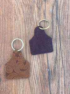 ใหม่ทําด้วยมือสไตล์ตะวันตกลายนูนหนังพวงกุญแจพวงกุญแจพิมพ์ลายดอกไม้พวงกุญแจที่กําหนดเองพวงกุญแจหนังแท้ - Product Image 5