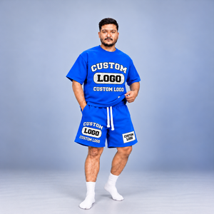ชุดเสื้อยืดโอเวอร์ไซส์ลายกราฟิกและกางเกงขาสั้นสำหรับผู้ชาย สไตล์สตรีทแวร์ลำลองสำหรับฤดูร้อน ชุด 2 ชิ้น รับผลิตแบบ OEM ODM จากโรงงาน - Product Image 2