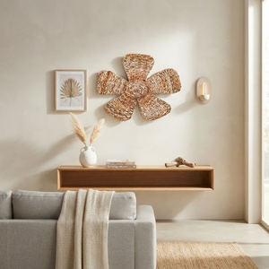 Decoración de Pared con Forma de Flor, Adorno Decorativo de Seagrass Tejido, Arte de Paja Hecho a Mano en Bali, Accesorio para Interiores del Hogar - Product Image 2