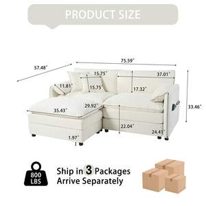 Moderna ciniglia comodo divanetto modulare a forma di L divano divano componibile con divano a nuvola divano ottomana soggiorno - Product Image 6