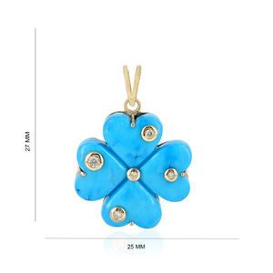 Colgante de Oro 14k con Diamante Natural y Turquesa en Forma de Corazón, Joyería Fina al por Mayor, Plata 925 - Product Image 1