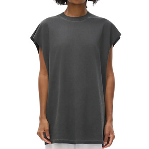 <b>Men</b> Crew Neck Sleeveless T-Shirt Plain Dark Gray 100% Cotton Knitted All Seasons Machine Washable T Shirts - Product Image 1
