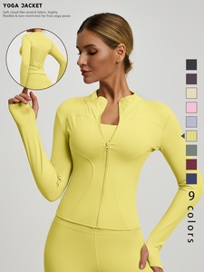 Breathable Slim Fit Workout Gym Fitness Jackets Yoga <b>Crop</b> Tops Ladies Running <b>Zip</b> <b>up</b> Sport Women Jackets - Product Image 4