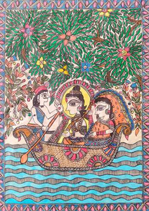 Arte Mural 3D Inspirado en la Cultura Tradicional Madhubani, Pintura Artesanal de Metal de Bihar de Primera Calidad - Product Image 3