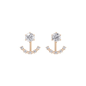 Aretes Colgantes Curvos de Oro de 9K con Diamantes Cultivados en Laboratorio con Certificación IGI de Aarinya, para Fiestas y Regalos - Product Image 3