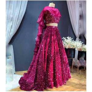 Lehenga Choli de créateur pour les fêtes, travail de sequins sur toute la surface, pour les robes de cocktail - Product Image 6