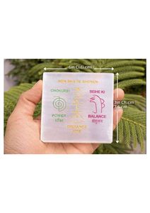 แผ่นคริสตัลเซเลไนต์เจ็ดจักระ งานแฮนด์เมด สไตล์เฟิงชุย สำหรับการทำสมาธิและตกแต่ง ใช้เป็นเครื่องมือบำบัด - Product Image 2