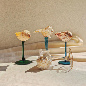 Handcrafted Seashell Wine Glasses Coastal Wedding Decor Champagne Glass <b>Cup</b> Birthday Gift Scallop Shell Glass For Restaurant - Product Image 1