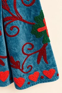 <b>Women's</b> Blue <b>Velvet</b> Embroidered Jacket Boho Stand Collar <b>Coat</b> Floral Zipper Outerwear Trendy <b>Velvet</b> <b>Women</b> Embroidered Jacket - Product Image 4