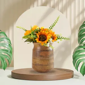 Petit vase en bois artisanal, décoration minimaliste, accent de style naturel, grain naturel, écologique, pour la maison, le bureau, l'étagère, la table, idée cadeau - Product Image 5