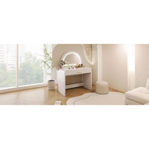 Tocador Blanco de 39 Pulgadas con Espejo Iluminado con Pantalla Táctil, Tocador de Maquillaje de 39 Pulgadas con Cajón para Dormitorio - Product Image 6