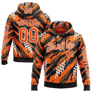 Sudadera con Capucha Deportiva de Automovilismo, Diseño Personalizado Naranja, Negro y Blanco en 3D, Venta Directa de Fábrica - Product Image 1