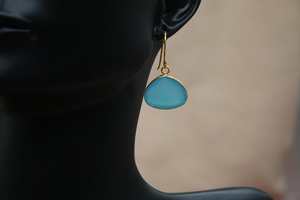 ต่างหูเงินแท้ 925 ประดับพลอยอะความารีน ชุบทอง ทำด้วยมือ ได้รับการรับรองจาก IGI เหมาะสำหรับงานปาร์ตี้ของผู้หญิงและเป็นของขวัญวันแม่ - Product Image 2