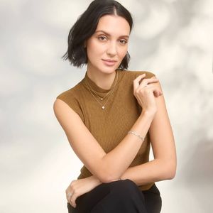 Diamond <b>Bracelet</b> with 0.6 CTW Round and Baguette Cut Lab-Grown Diamonds in 14K Yellow Gold Bezel Setting - Product Image 2