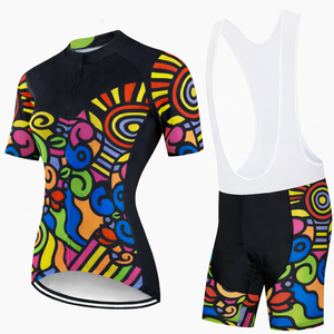 Ensemble de maillot de cyclisme pour hommes, maillot à manches courtes pour vélo de route, short à bretelles avec poche zippée, coussin en gel 20D, ensemble de vêtements de vélo - Product Image 6