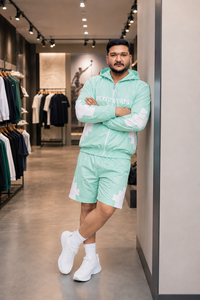 REXFIT SPORTS 2026 Ensemble veste coupe-vent et short en nylon vert menthe personnalisé, marque privée, streetwear et vêtements de sport pour hommes - Product Image 6
