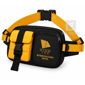 Sac banane personnalisé NCBW Sorority noir et or, style décontracté, logo brodé et poche zippée pour femme, vêtements grecs - Product Image 2