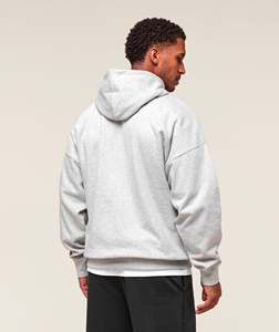 Sudadera con Capucha Extra Grande para Hombre, Color Sólido, Felpa, Informal, Gris, Manga Larga, para Otoño - Product Image 4