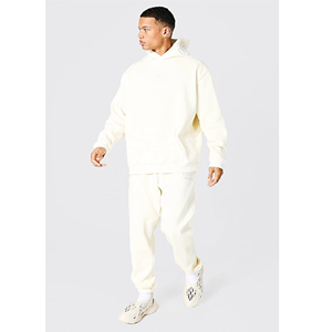 Private Label Branding Men's Embroidered Two Piece Set Heavyweight Hooded <b>Plain</b> <b>Tracksuit</b> Pullover Hoodie Sweatsuit For Men - Product Image 3