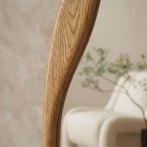Miroir mural ovale asymétrique moderne en bois massif, cadre incurvé allongé, fait main, pour mariage, salon, pleine longueur, coiffeuse - Product Image 5